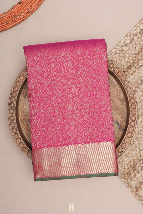 Kanchipuram Silk Saree In Purple Rose With Floral Design