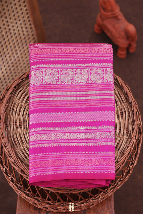 Kanchipuram Silk Saree In Purple Rose With Jacquard Pattern