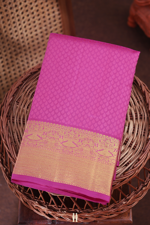 Kanchipuram Silk Saree In Purple Rose With Jacquard Pattern