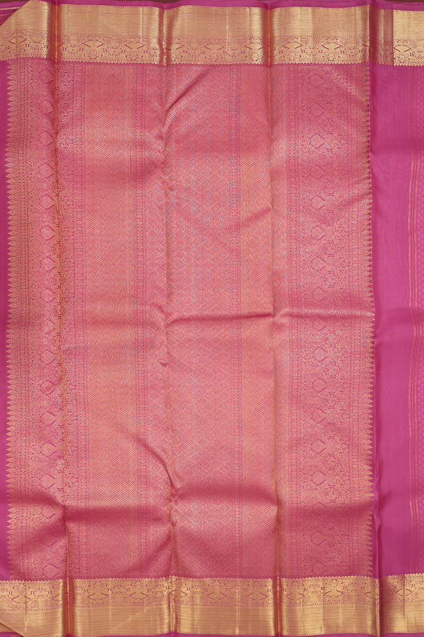 Kanchipuram Silk Saree In Purple Rose With Jacquard Pattern