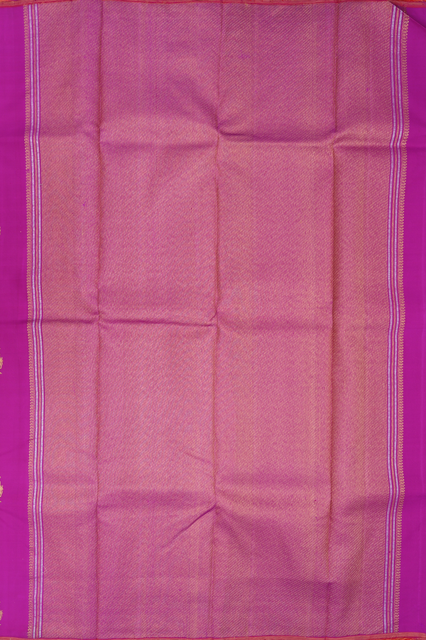 Kanchipuram Silk Saree In Purple Rose With Parrot Buttas