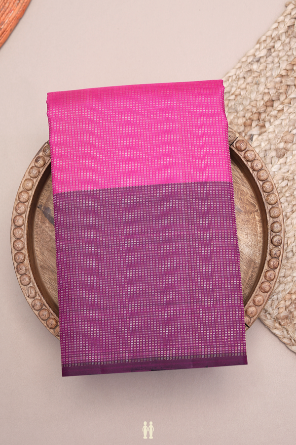 Kanchipuram Silk Saree In Purple Rose With Stripes Design