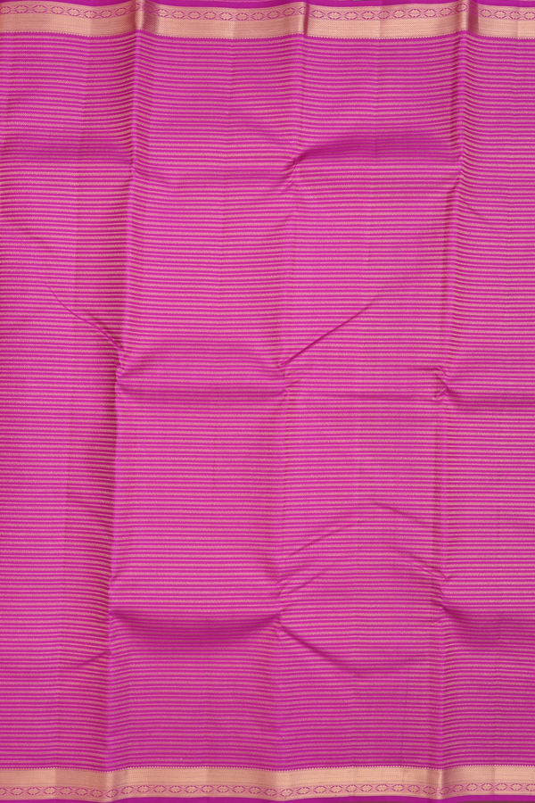 Kanchipuram Silk Saree In Purple Rose With Stripes Design