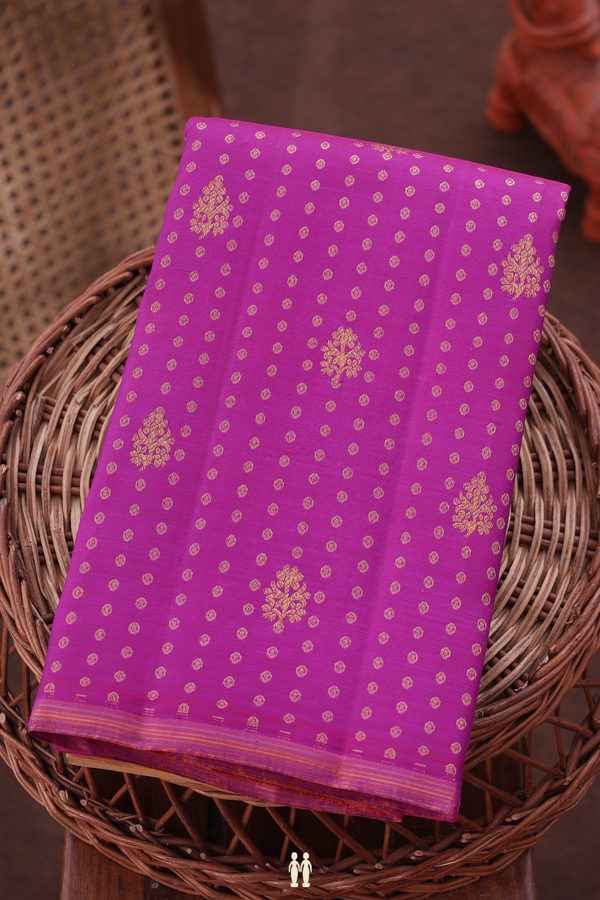 Kanchipuram Silk Saree In Purple Rose With Zari Buttas