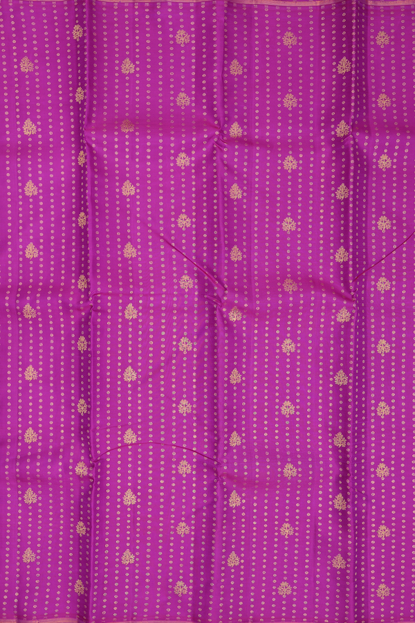 Kanchipuram Silk Saree In Purple Rose With Zari Buttas