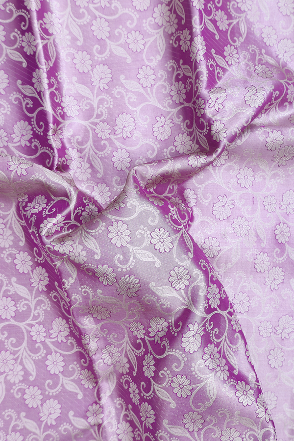 Kanchipuram Silk Saree In Purple Tissue With Floral Design
