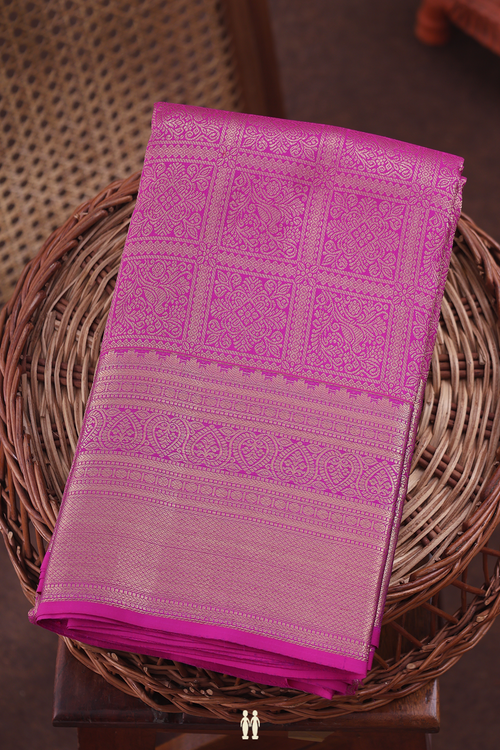 Kanchipuram Silk Saree In Purple With Brocade Design