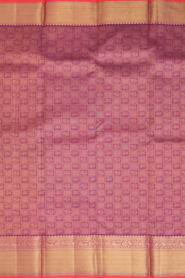 Kanchipuram Silk Saree In Purple With Brocade Design