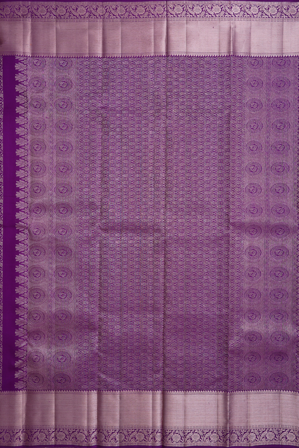 Kanchipuram Silk Saree In Purple With Brocade Design