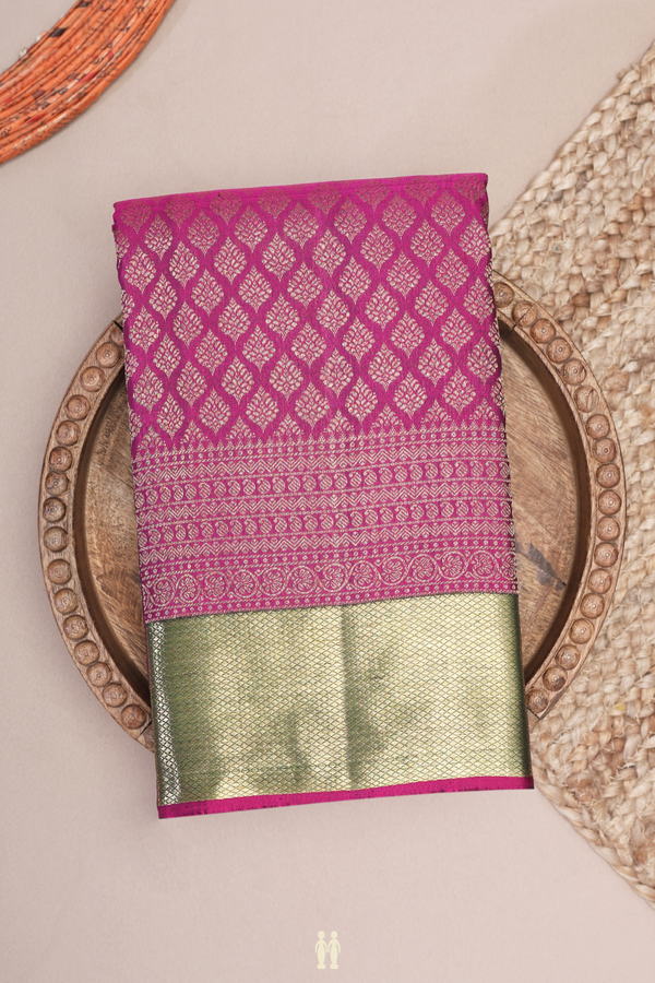 Kanchipuram Silk Saree In Purple With Brocade Design