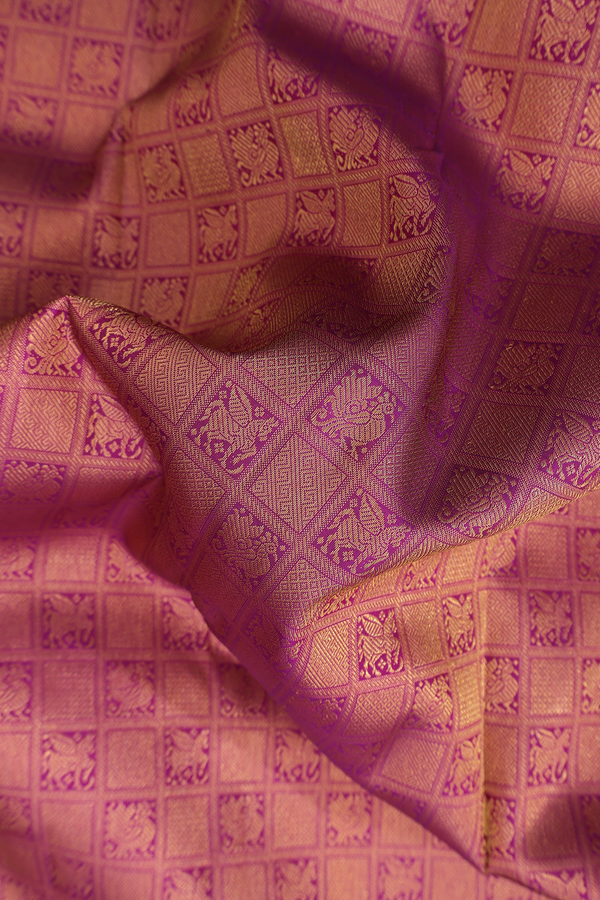 Kanchipuram Silk Saree In Purple With Brocade Design