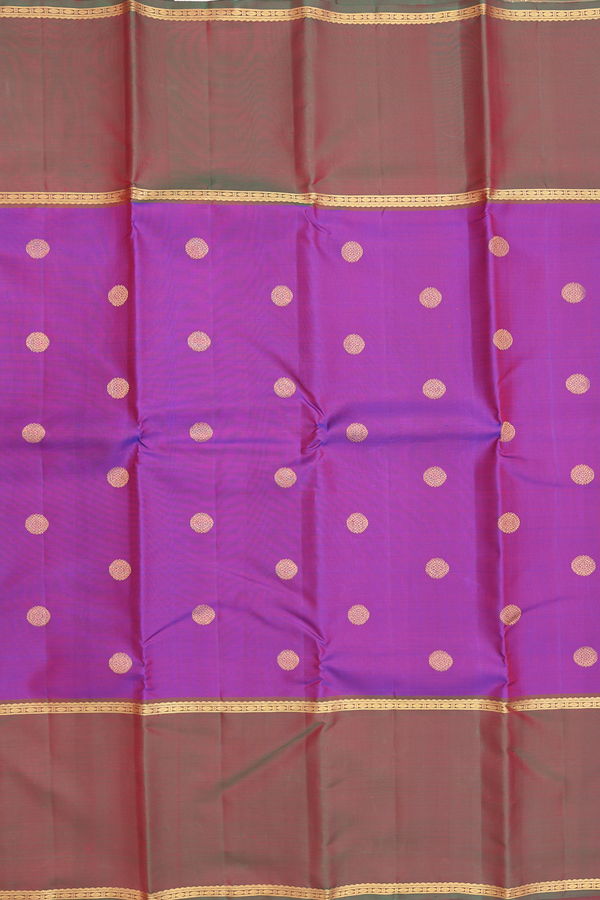 Kanchipuram Silk Saree In Purple With Chakram Buttas