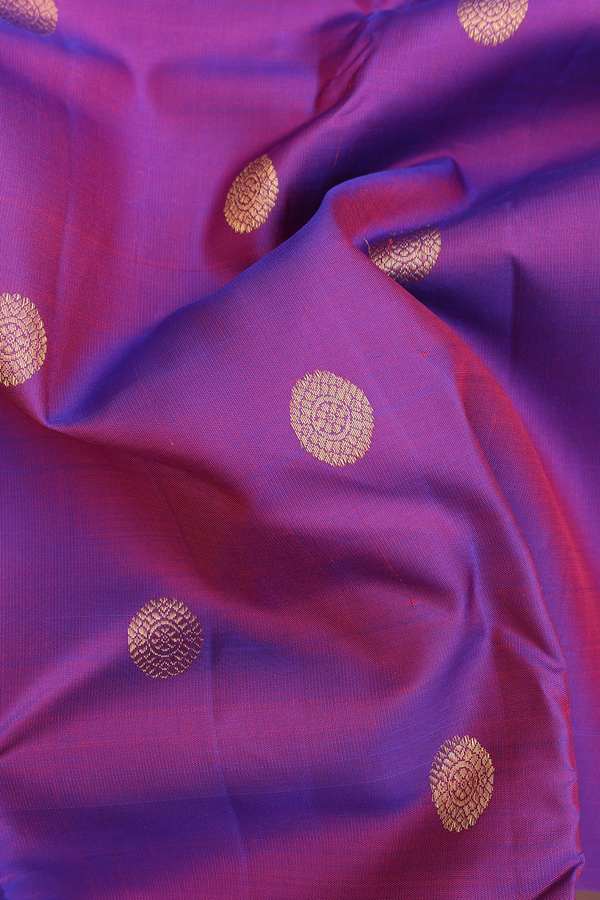 Kanchipuram Silk Saree In Purple With Chakram Buttas