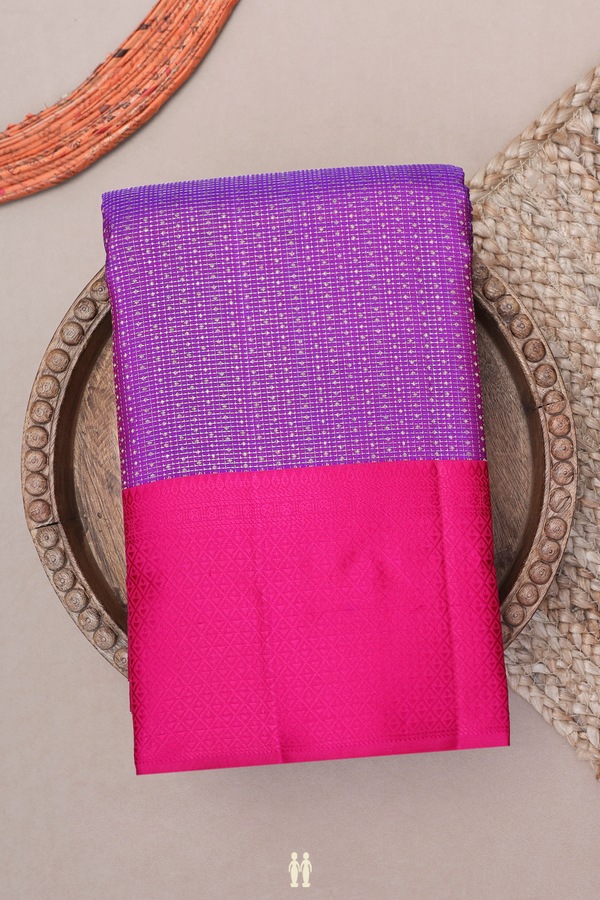 Kanchipuram Silk Saree In Purple With Checks Design
