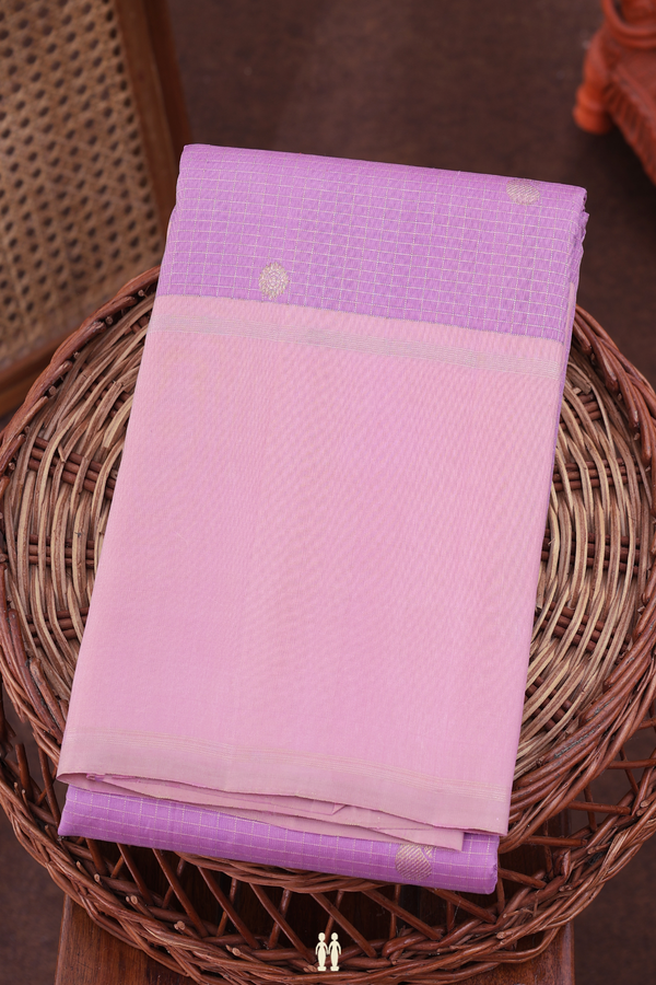 Kanchipuram Silk Saree In Purple With Checks Design