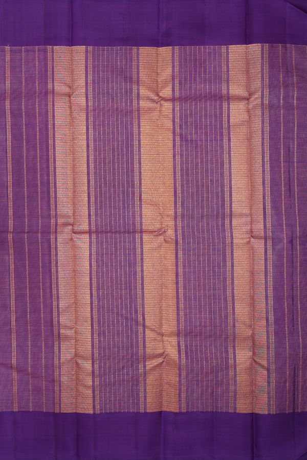 Kanchipuram Silk Saree In Purple With Checks Design