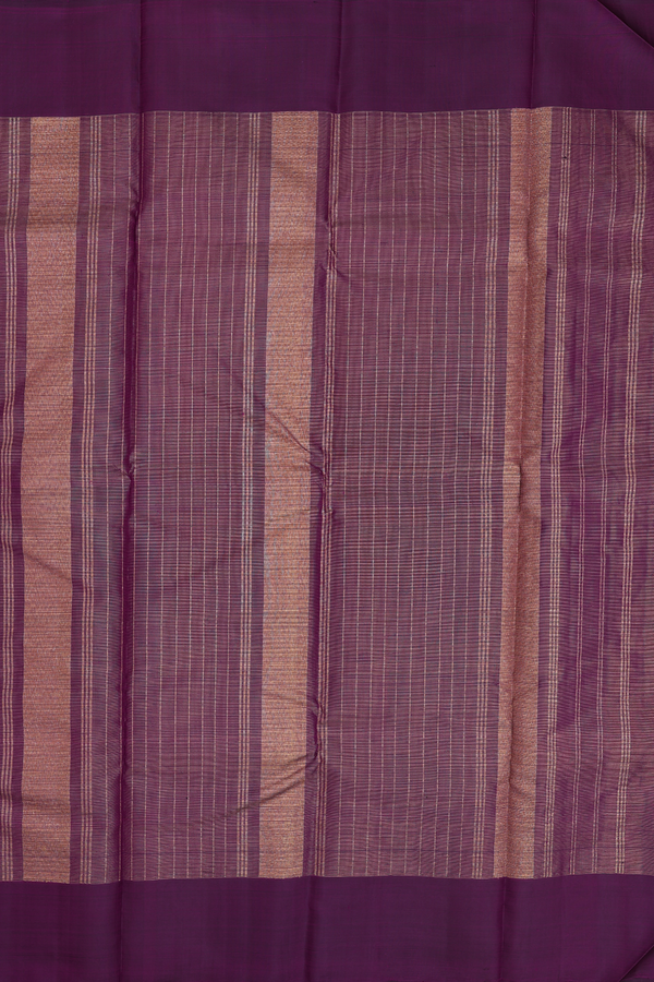 Kanchipuram Silk Saree In Purple With Checks Design
