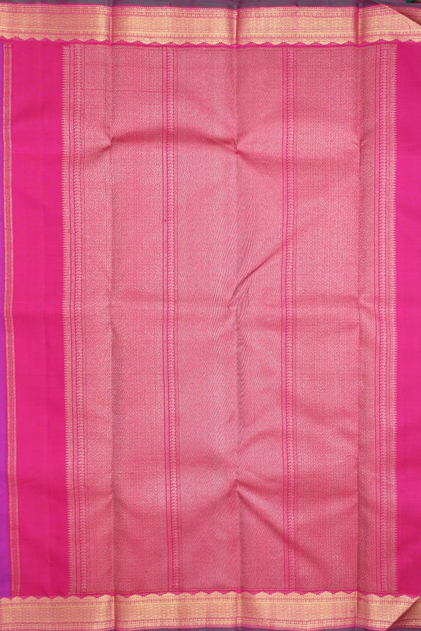 Kanchipuram Silk Saree In Purple Along Checks With Buttas