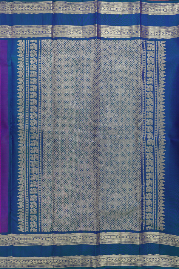 Kanchipuram Silk Saree In Purple With Checks Design
