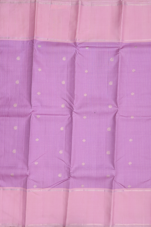 Kanchipuram Silk Saree In Purple With Checks Design