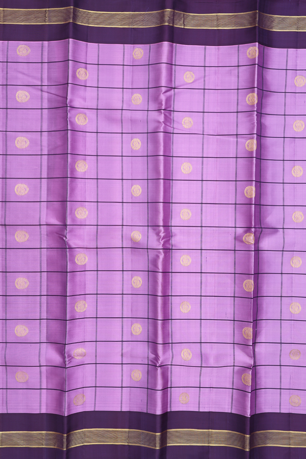 Kanchipuram Silk Saree In Purple With Checks Design
