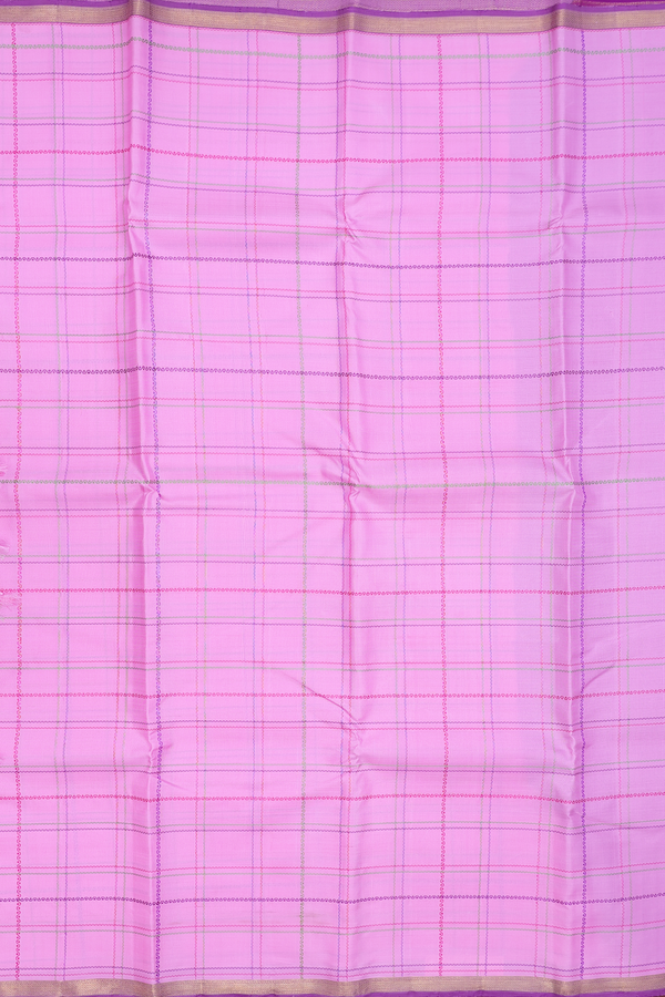 Kanchipuram Silk Saree In Purple With Checks Design