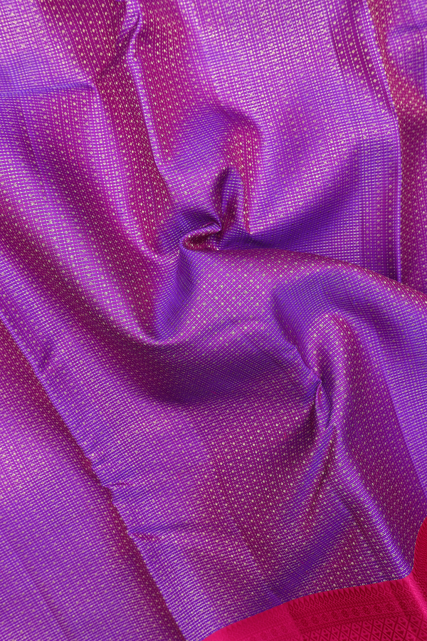 Kanchipuram Silk Saree In Purple With Checks Design
