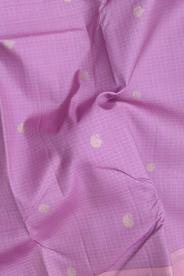 Kanchipuram Silk Saree In Purple With Checks Design
