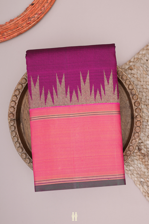 Kanchipuram Silk Saree In Purple With Contrast Border