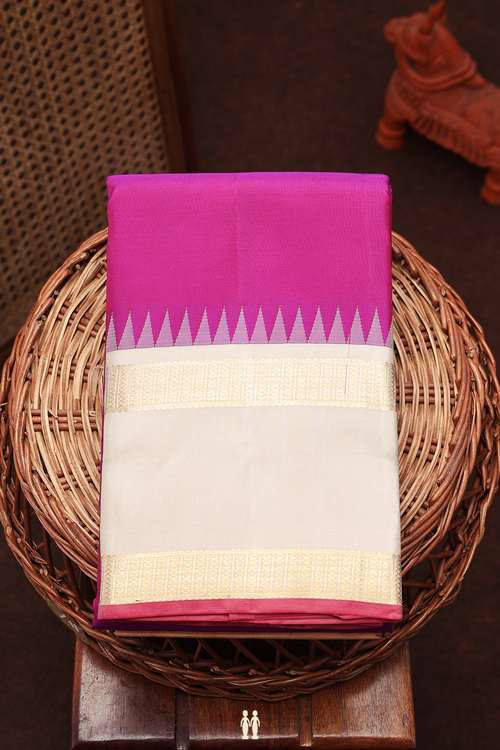 Kanchipuram Silk Saree In Purple With Contrast Border