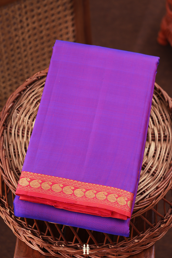 Kanchipuram Silk Saree In Purple With Contrast Border
