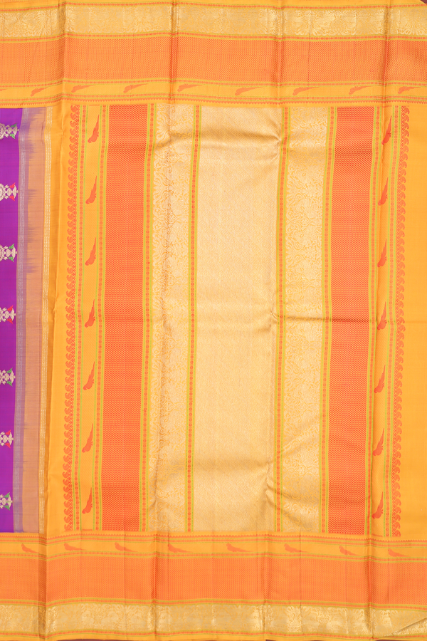 Kanchipuram Silk Saree In Purple With Contrast Border