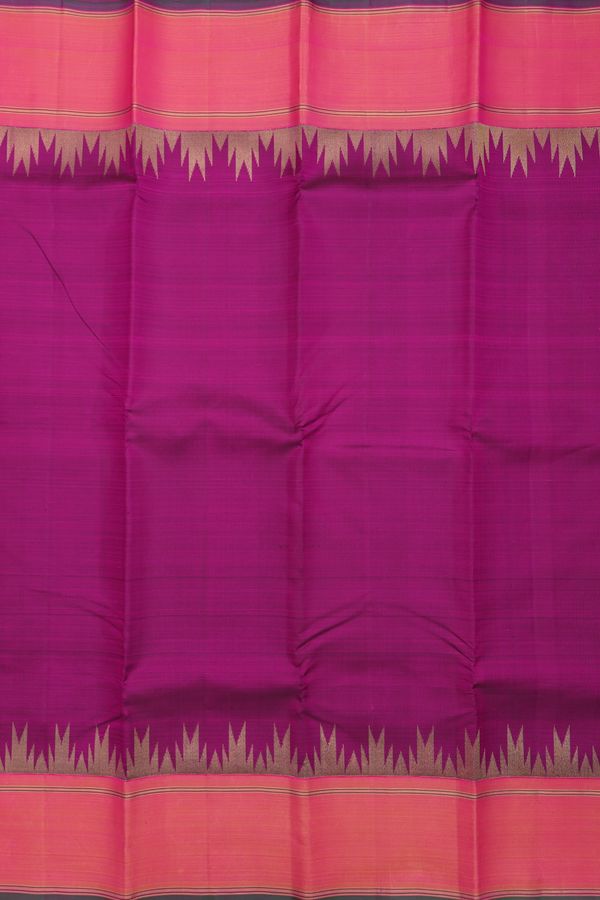 Kanchipuram Silk Saree In Purple With Contrast Border