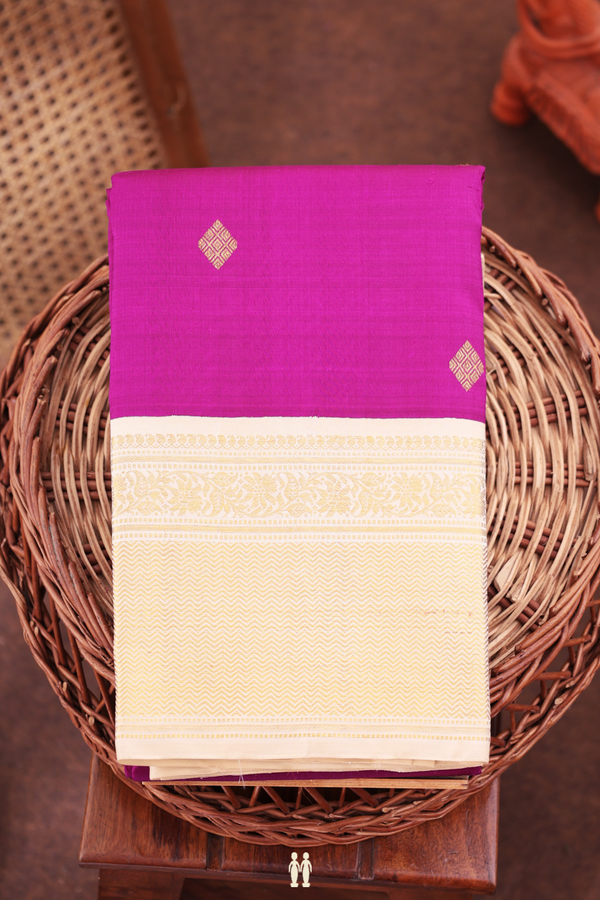 Kanchipuram Silk Saree In Purple With Diamond Buttas