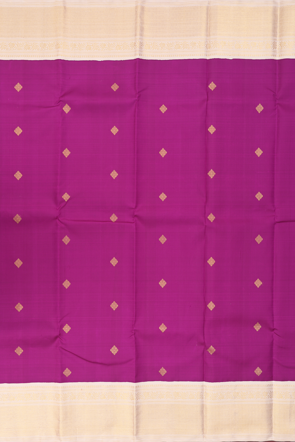 Kanchipuram Silk Saree In Purple With Diamond Buttas