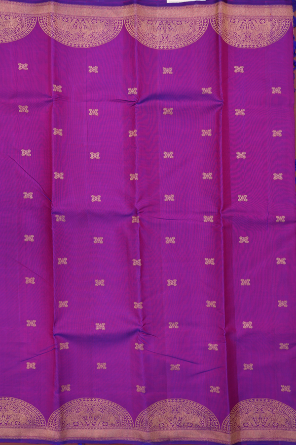 Kanchipuram Silk Saree In Purple With Floral Buttas