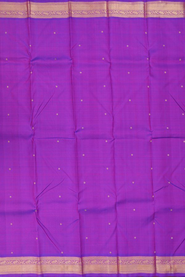 Kanchipuram Silk Saree In Purple With Floral Buttis