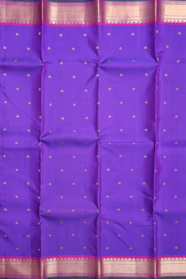 Kanchipuram Silk Saree In Purple With Floral Buttis