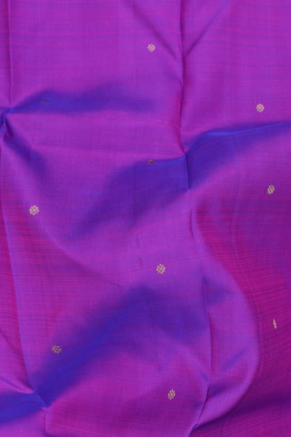 Kanchipuram Silk Saree In Purple With Floral Buttis