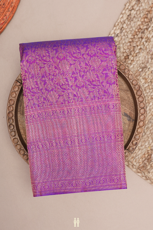 Kanchipuram Silk Saree In Purple With Floral Design