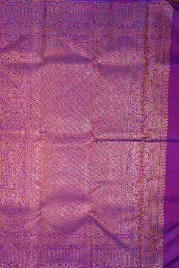 Kanchipuram Silk Saree In Purple With Floral Design