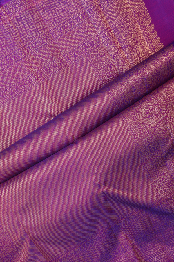 Kanchipuram Silk Saree In Purple With Floral Design