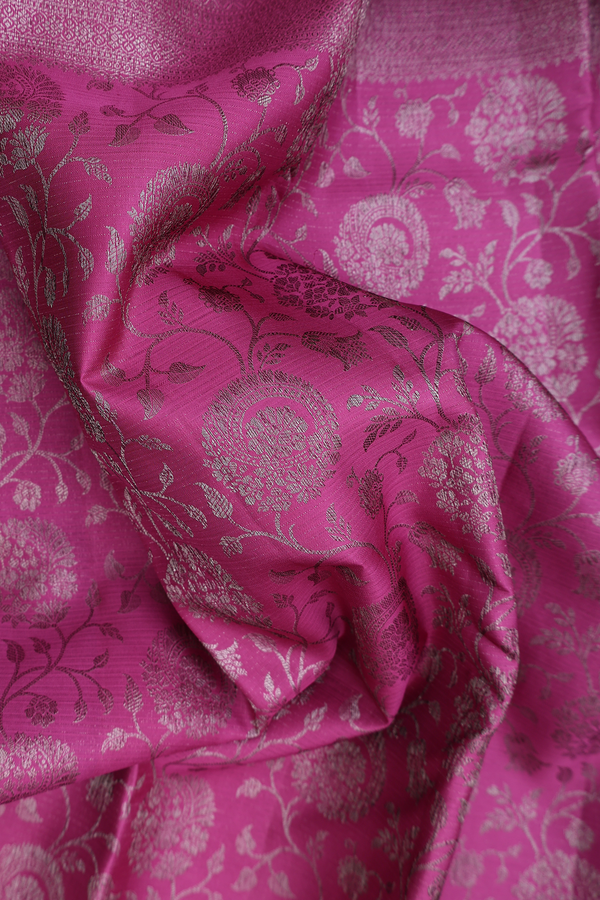 Kanchipuram Silk Saree In Purple With Floral Design