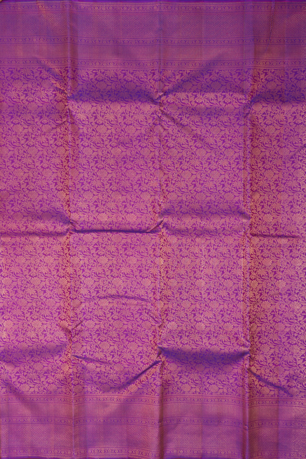 Kanchipuram Silk Saree In Purple With Floral Design