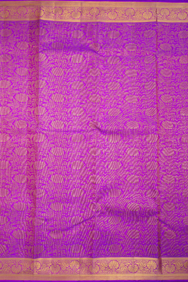 Kanchipuram Silk Saree In Purple With Floral Design