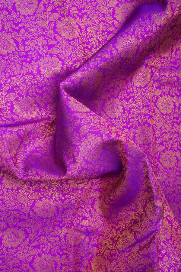 Kanchipuram Silk Saree In Purple With Floral Design