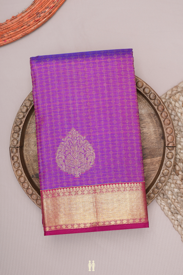 Kanchipuram Silk Saree In Purple With Jacquard Pattern
