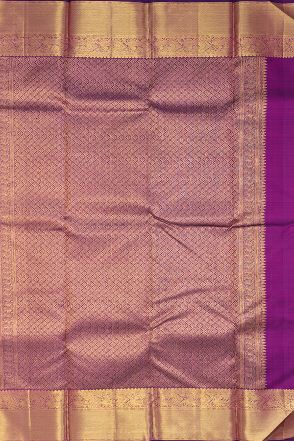 Kanchipuram Silk Saree In Purple With Jacquard Pattern