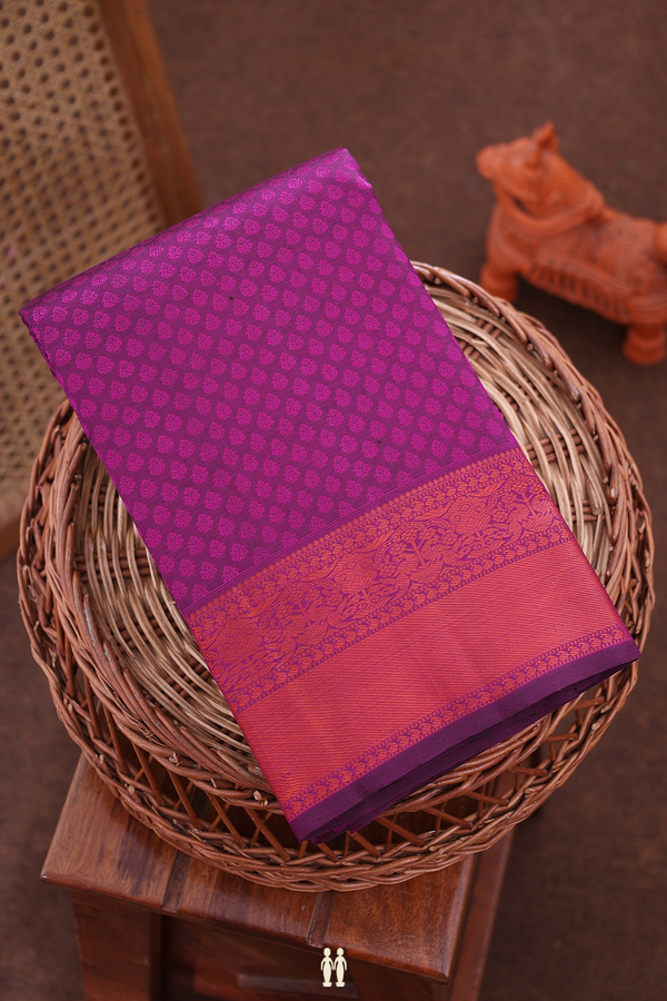 Kanchipuram Silk Saree In Purple With Jacquard Pattern