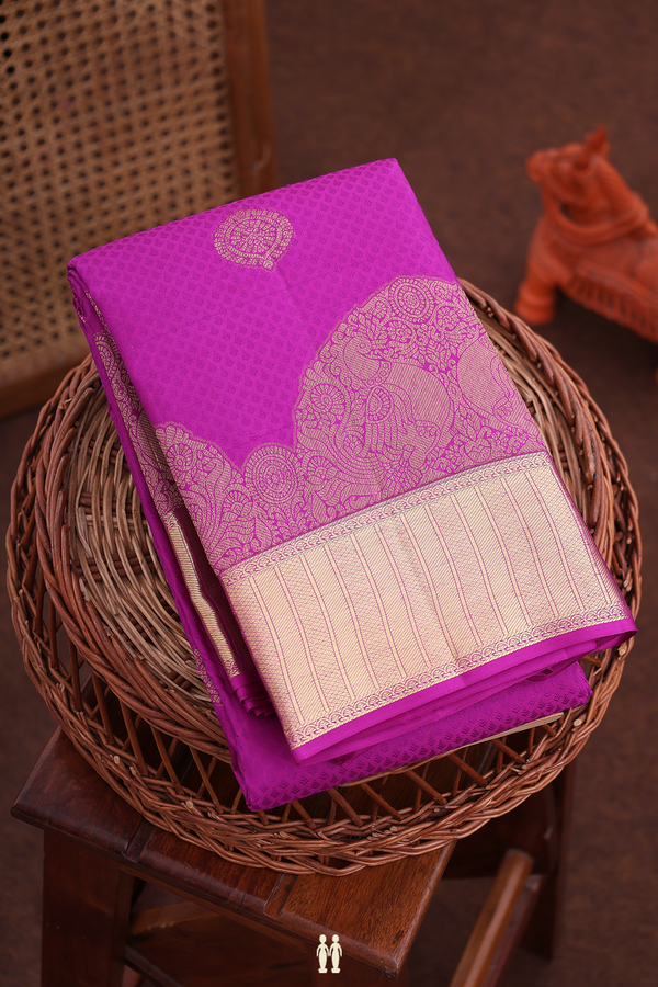 Kanchipuram Silk Saree In Purple With Jacquard Pattern